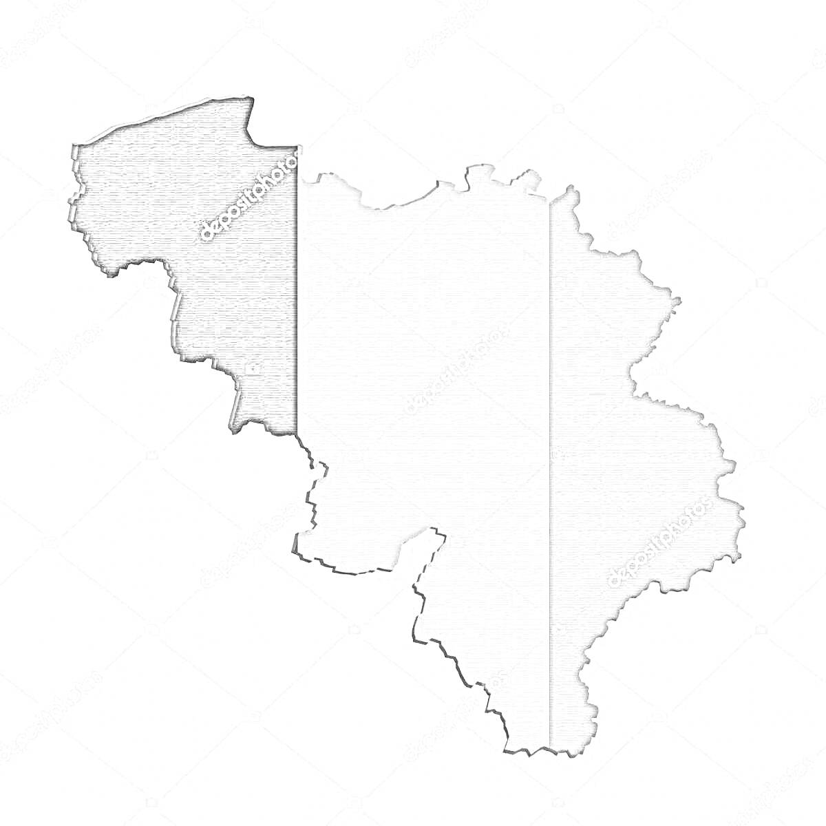 Раскраска Контур карты Бельгии с раскраской в виде флага