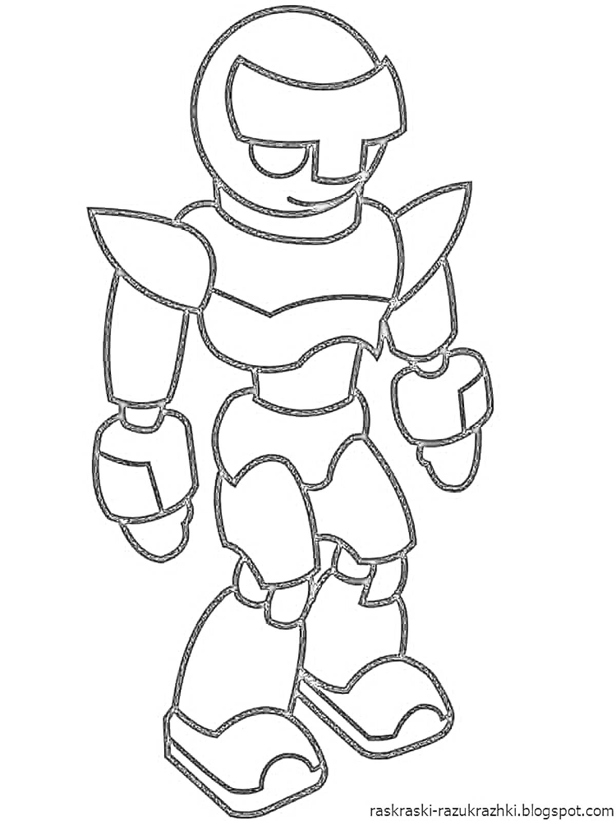 Раскраска Робот с большим шлемом, бронированными руками и ногами