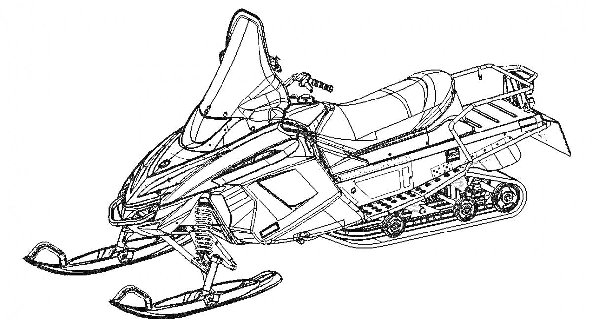 Снегоход с крупным лобовым стеклом и детализированным корпусом