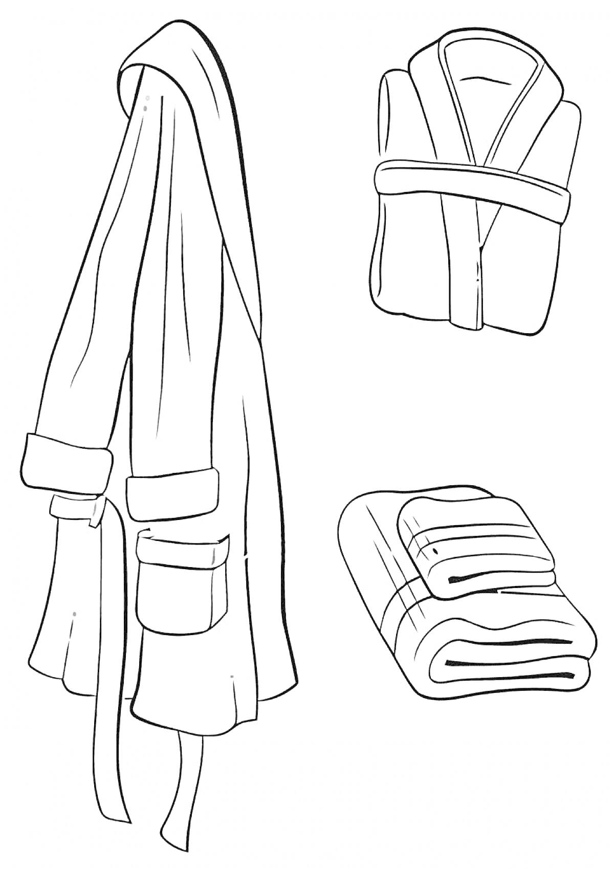 Раскраска Халат, сложенный халат, сложенные полотенца