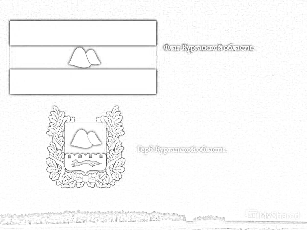 Раскраска Флаг Курганской области и герб Курганской области