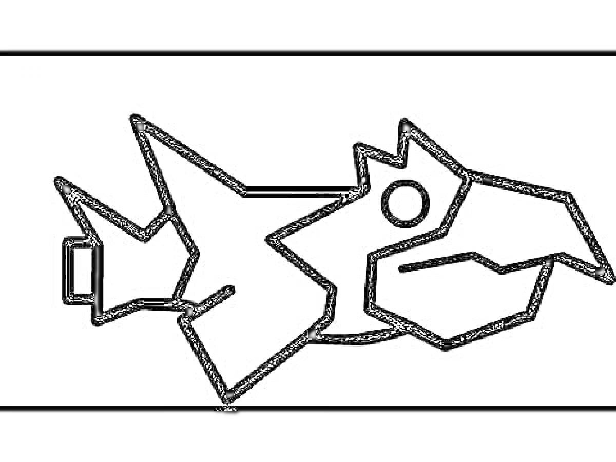 Раскраска Ракушка из Geometry Dash, крупные и мелкие геометрические элементы