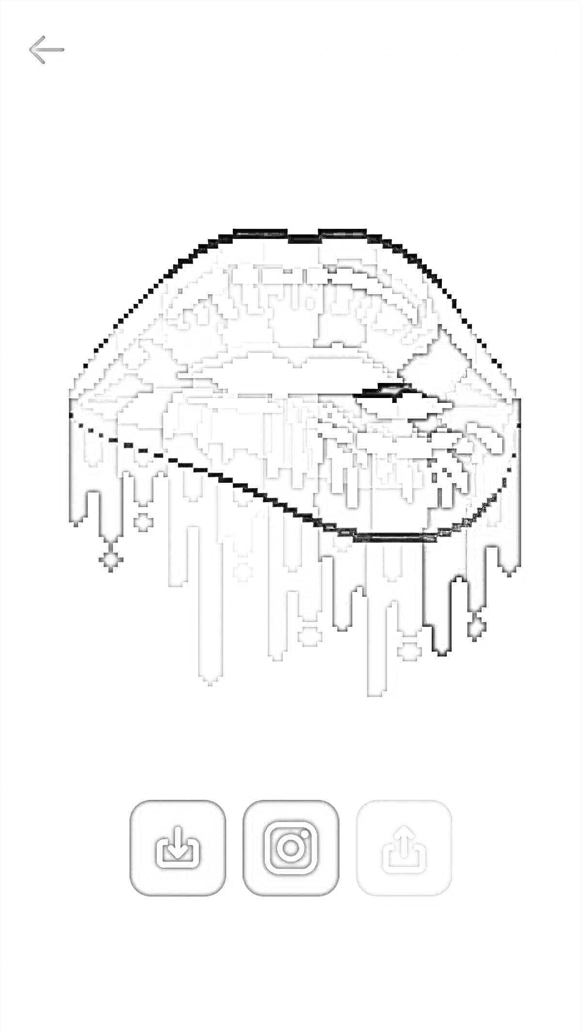 Раскраска Радужные губы в пиксельной стилистике с потеками
