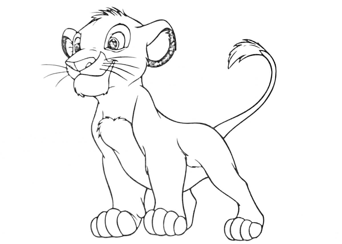 Раскраска с изображением львенка из мультфильма 