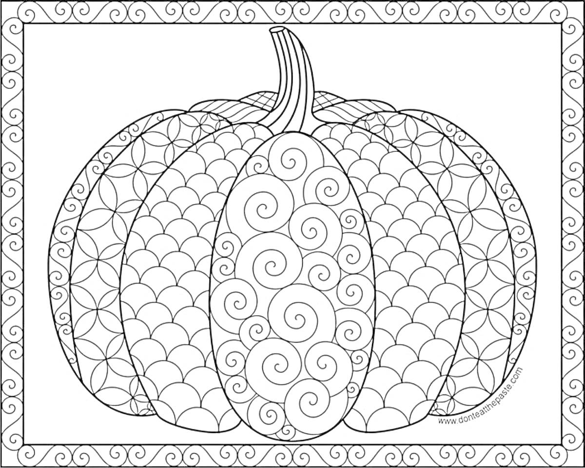 На раскраске изображено: Антистресс, Яблоко, Завитки, Арт-терапия