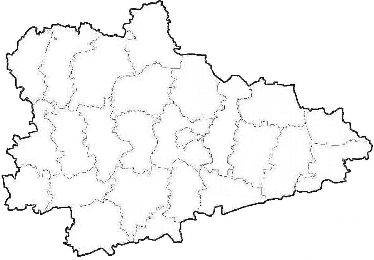 Раскраска Карта Курганской области с выделенным районом