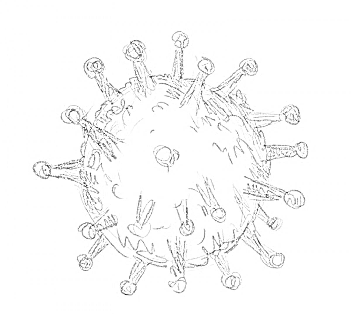 Изображение вируса с шиповидными выступами