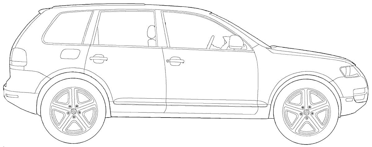 Раскраска Контур автомобиля Volkswagen Touareg