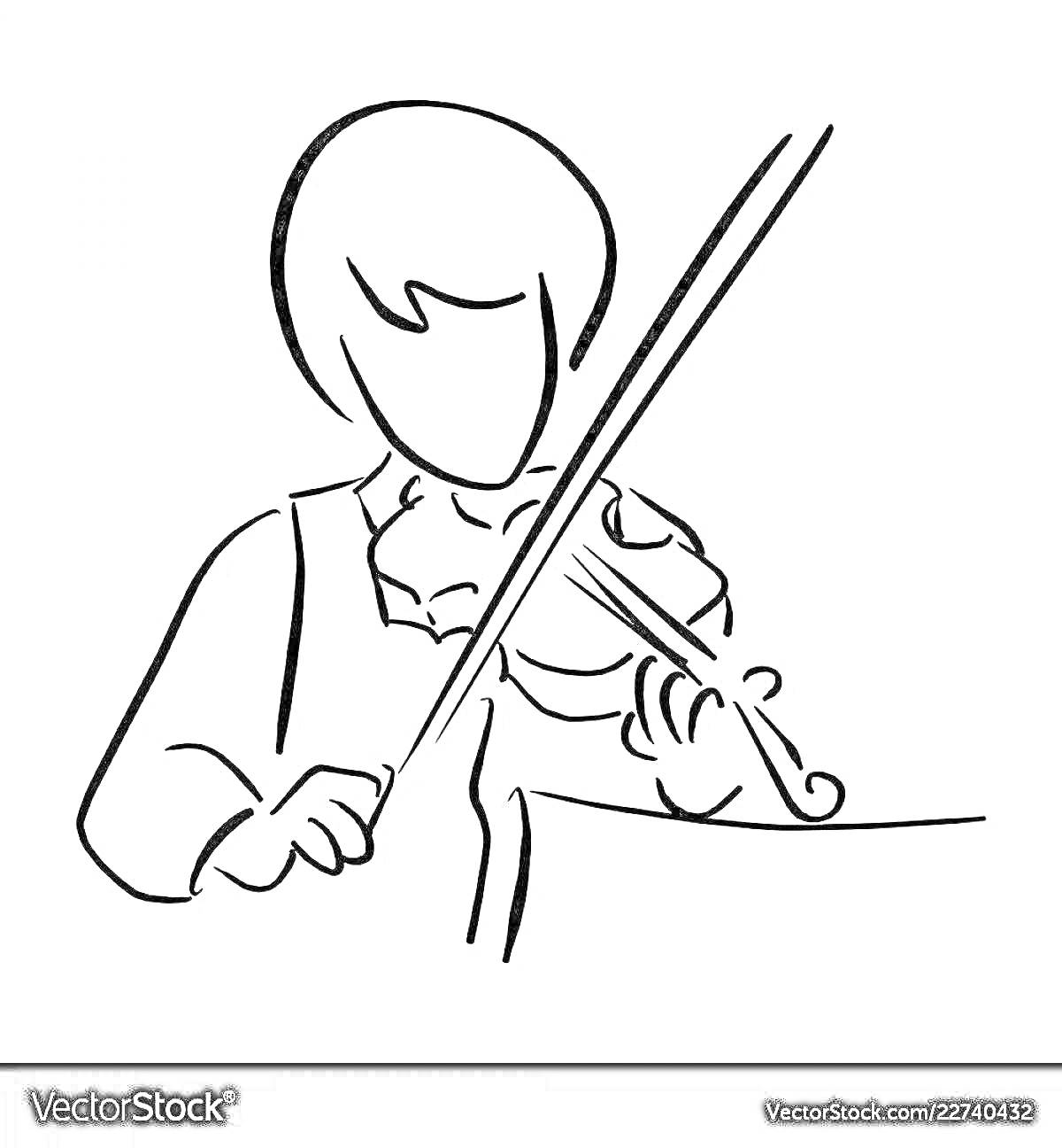 На раскраске изображено: Мальчик, Скрипка, Смычок, Музыка, Инструмент