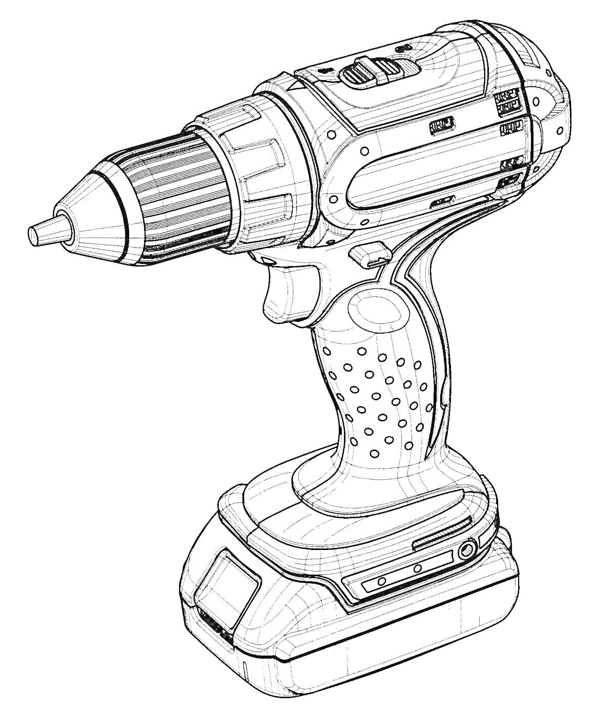 Раскраска Дрель с аккумулятором и рукоятью
