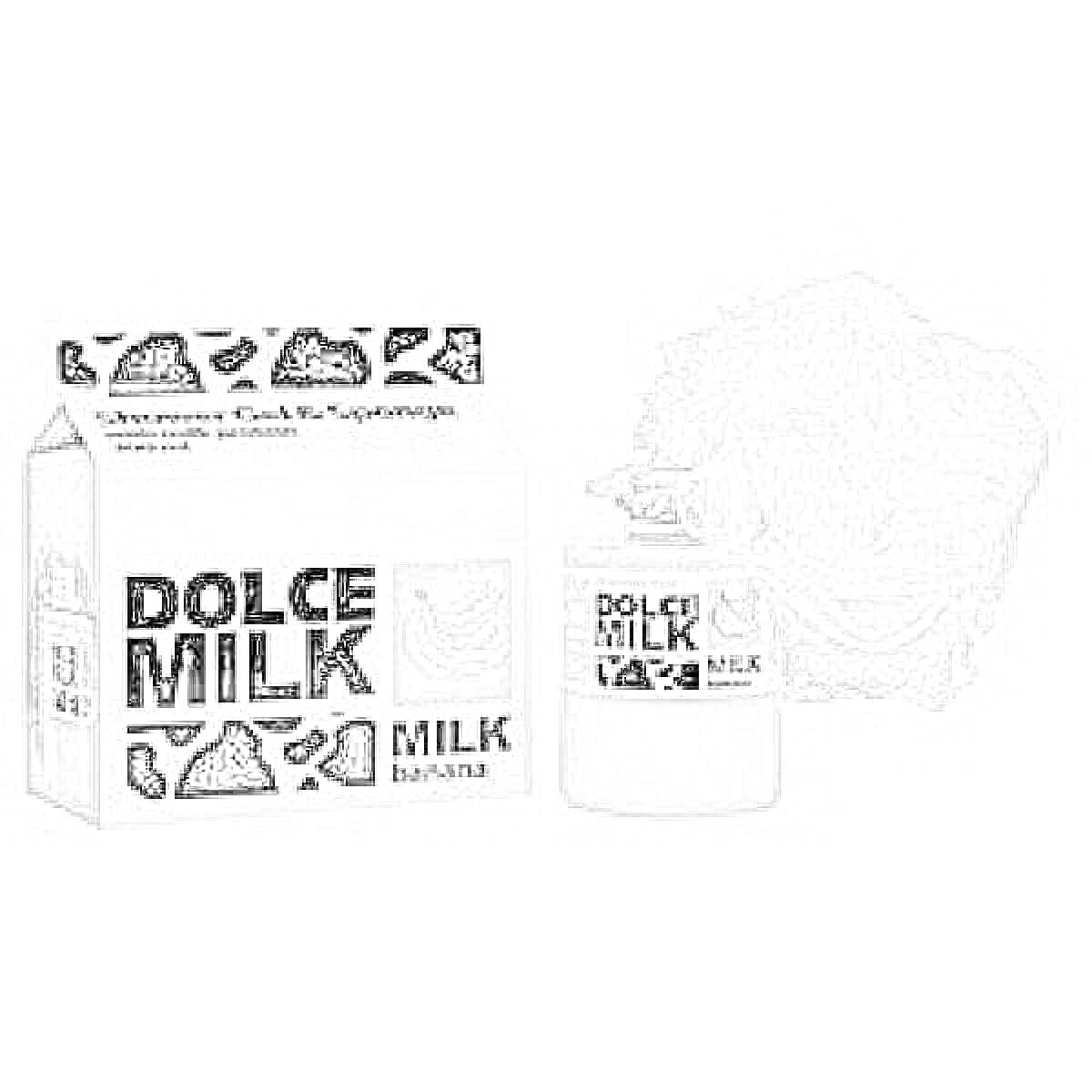 На раскраске изображено: Dolce Milk, Гель для душа, Губка, Косметика, Уход за телом, Гигиена