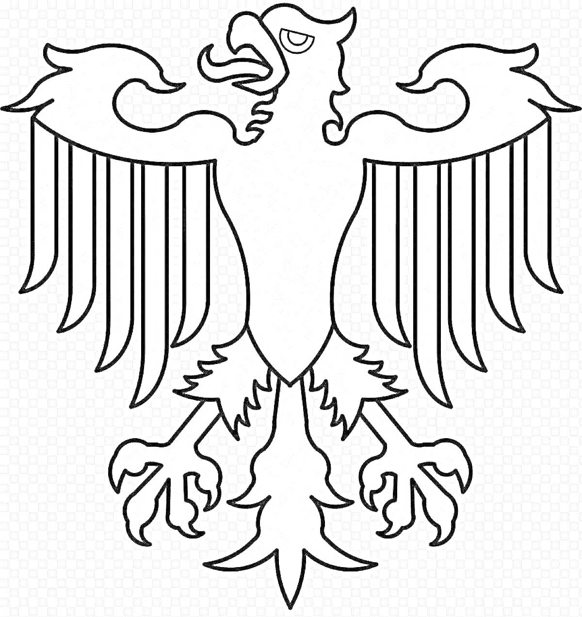 Раскраска Герб Германии с изображением орла с поднятыми вверх крыльями