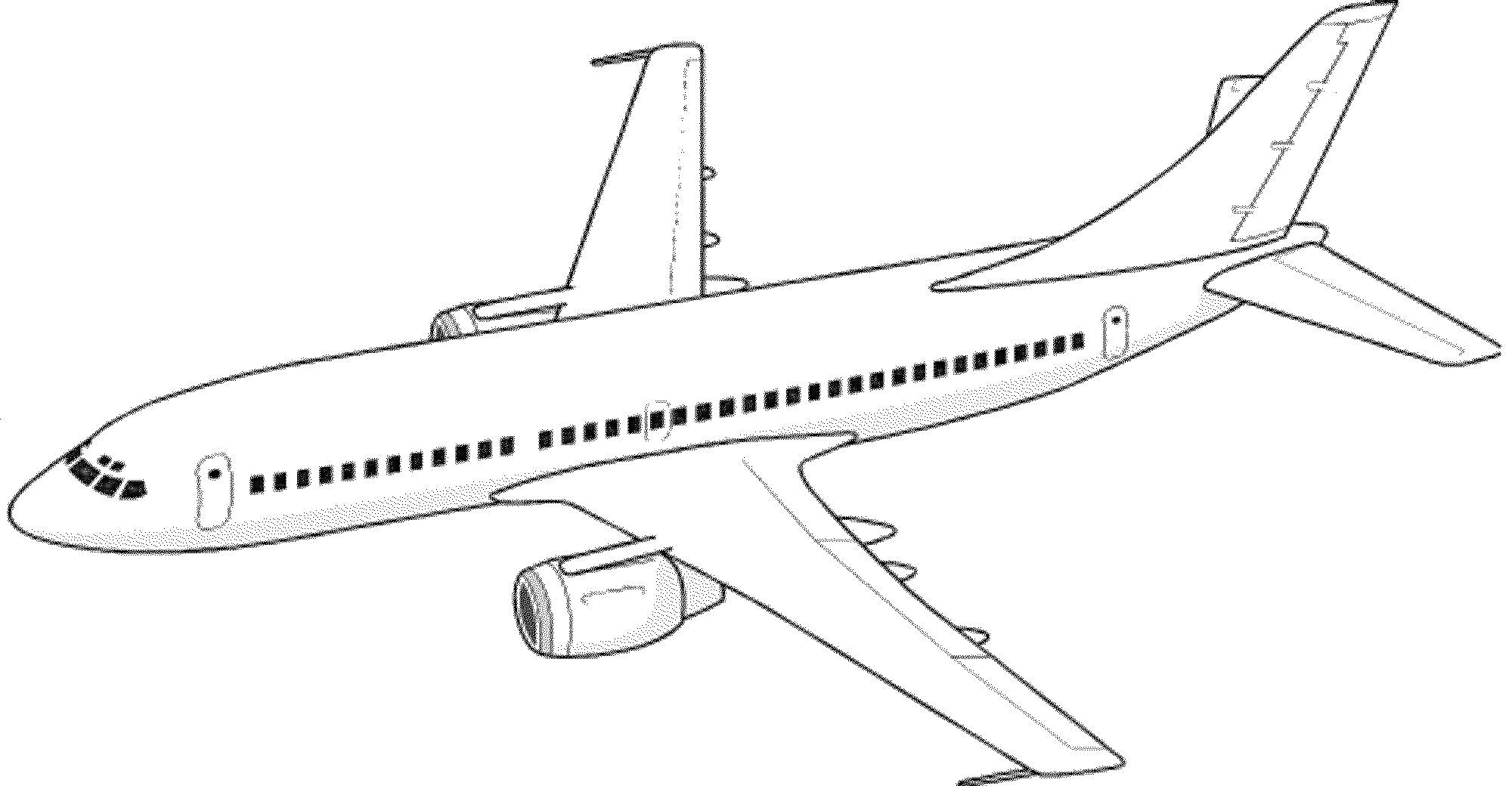 На раскраске изображено: Самолеты, Пассажирский самолет, Иллюминаторы, Авиация, Транспорт, Крылья, Двигатели