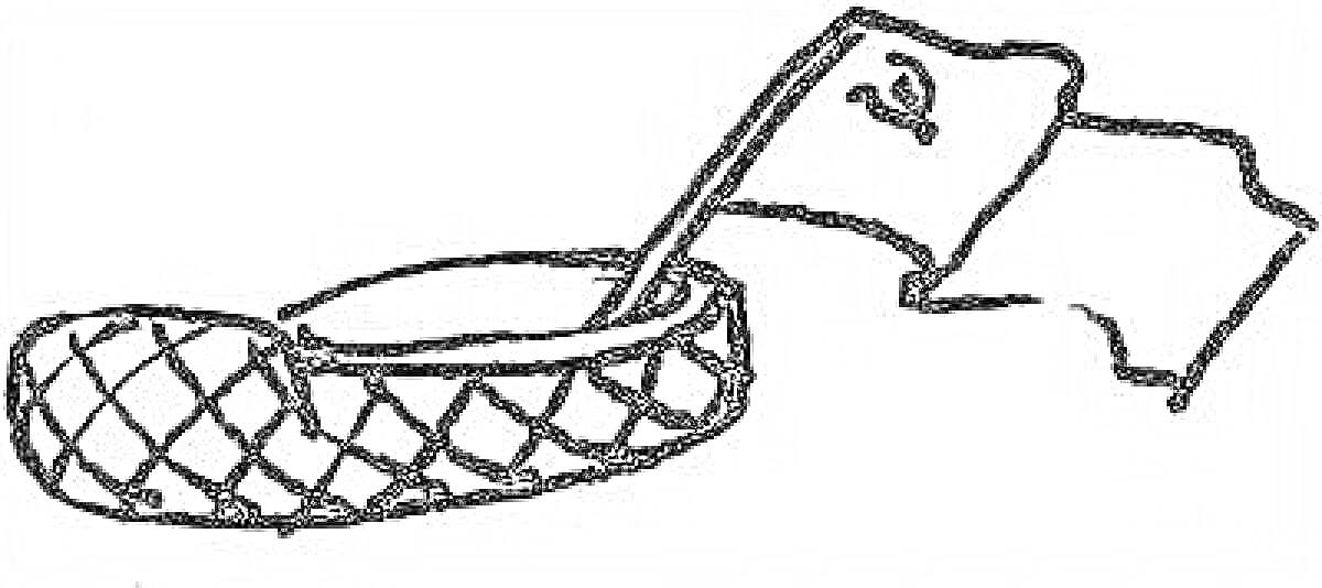 На раскраске изображено: Лапоть, СССР, Традиционная обувь