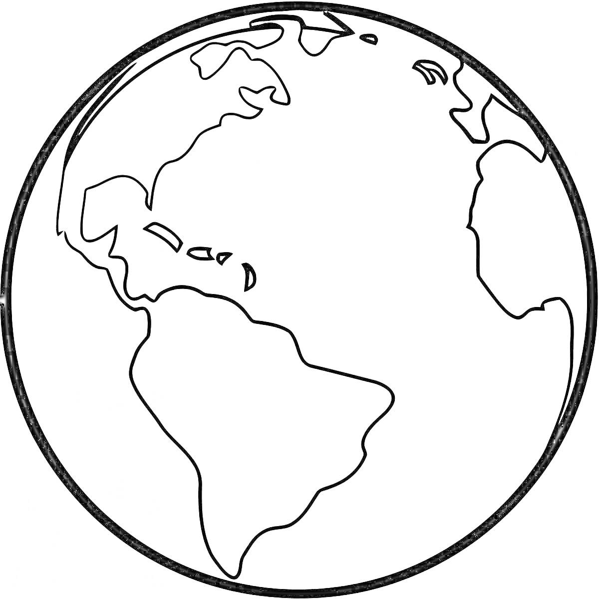 На раскраске изображено: Глобус, Материки, Северная Америка, Южная Америка, Европа, Африка