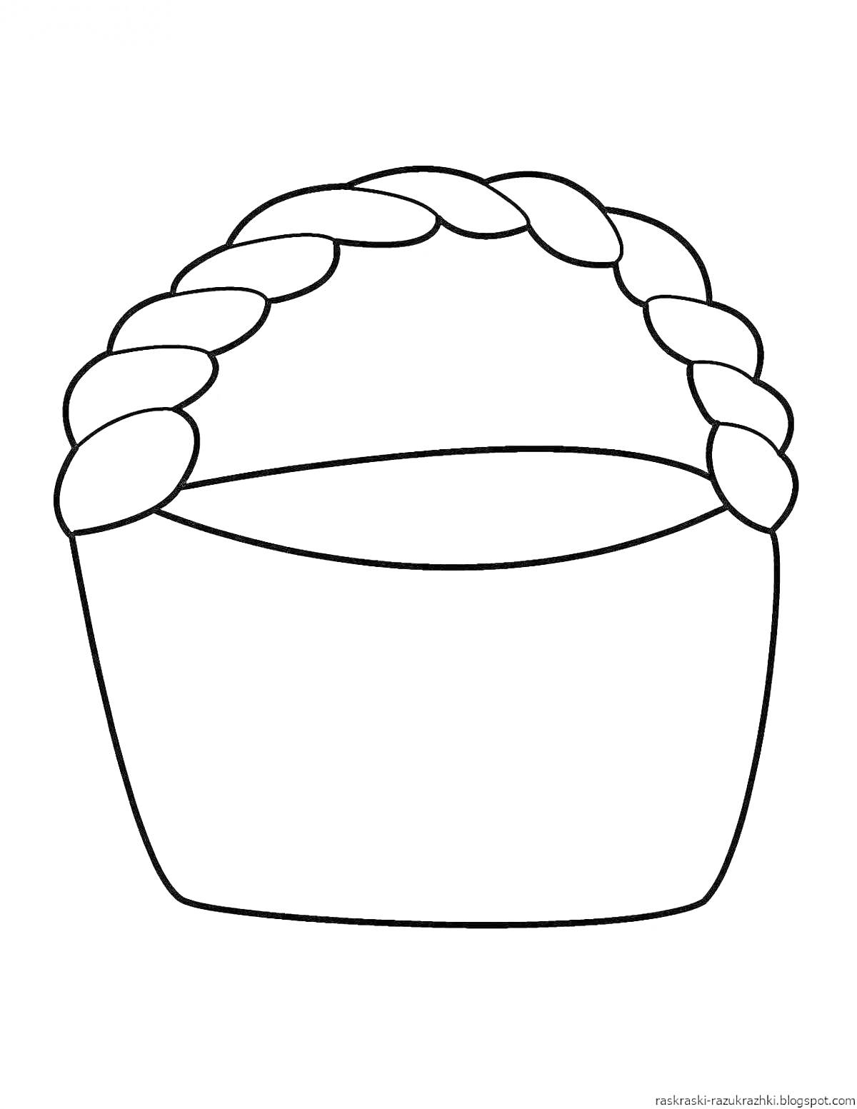 Раскраска Пустая корзина с плетёной ручкой