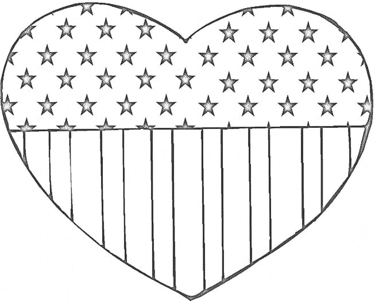 На раскраске изображено: Америка, Звезды, Полосы, Патриотизм, Символика, Любовь, Фигуры, Сердца