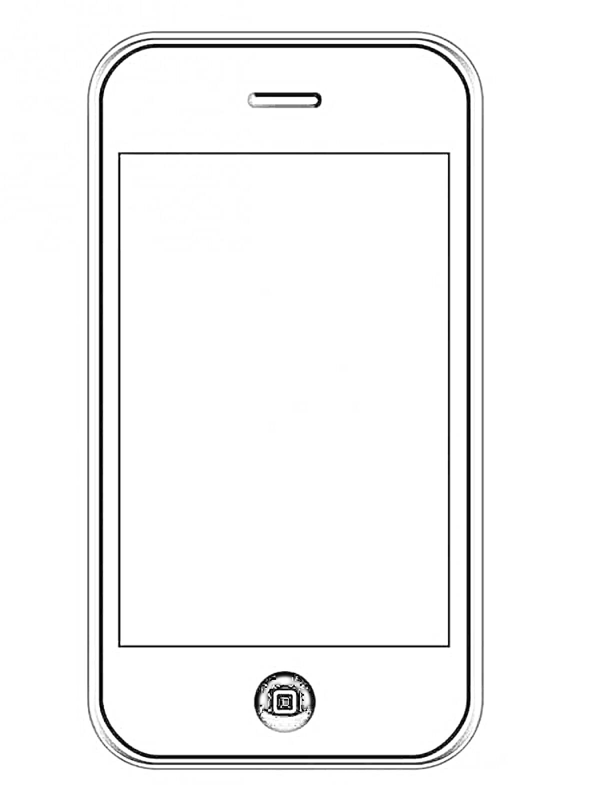 Раскраска Айфон с экраном и кнопкой 