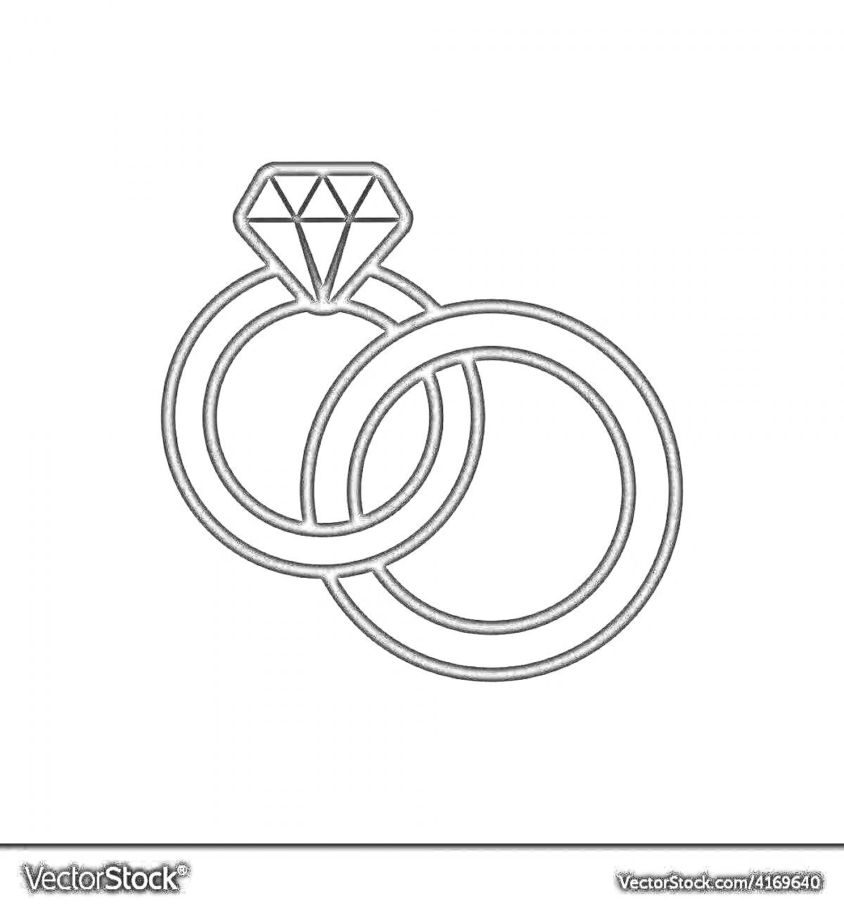 На раскраске изображено: Обручальные кольца, Ювелирные изделия, Свадьба, Любовь, Украшения