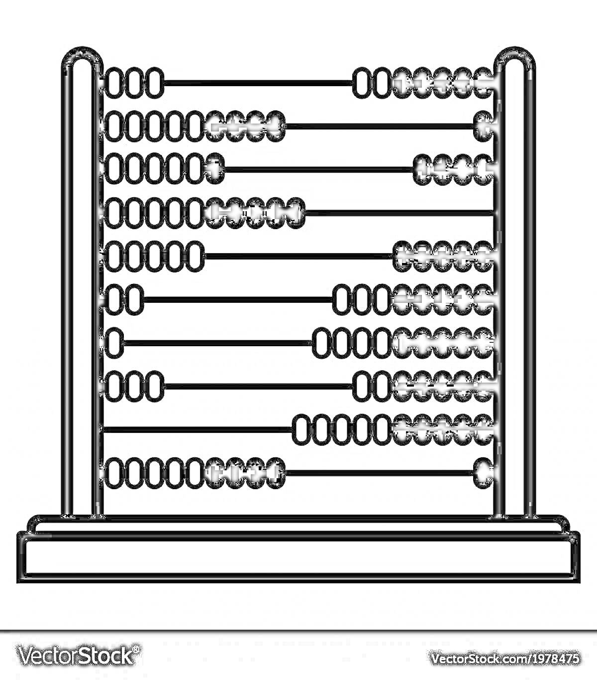 Абакус с 10 горизонтальными рядами бусин