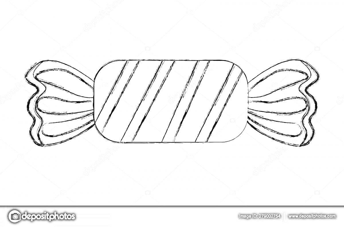 Раскраска Фантик от конфеты с диагональными полосками