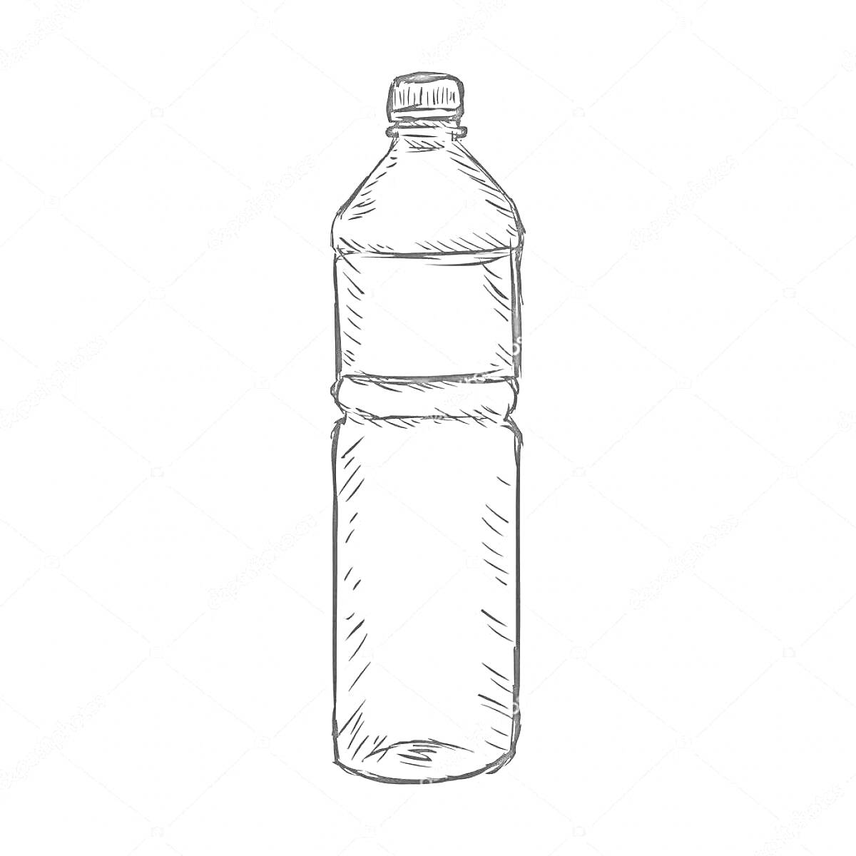 На раскраске изображено: Бутылка, Вода, Крышка, Контейнер, Линии