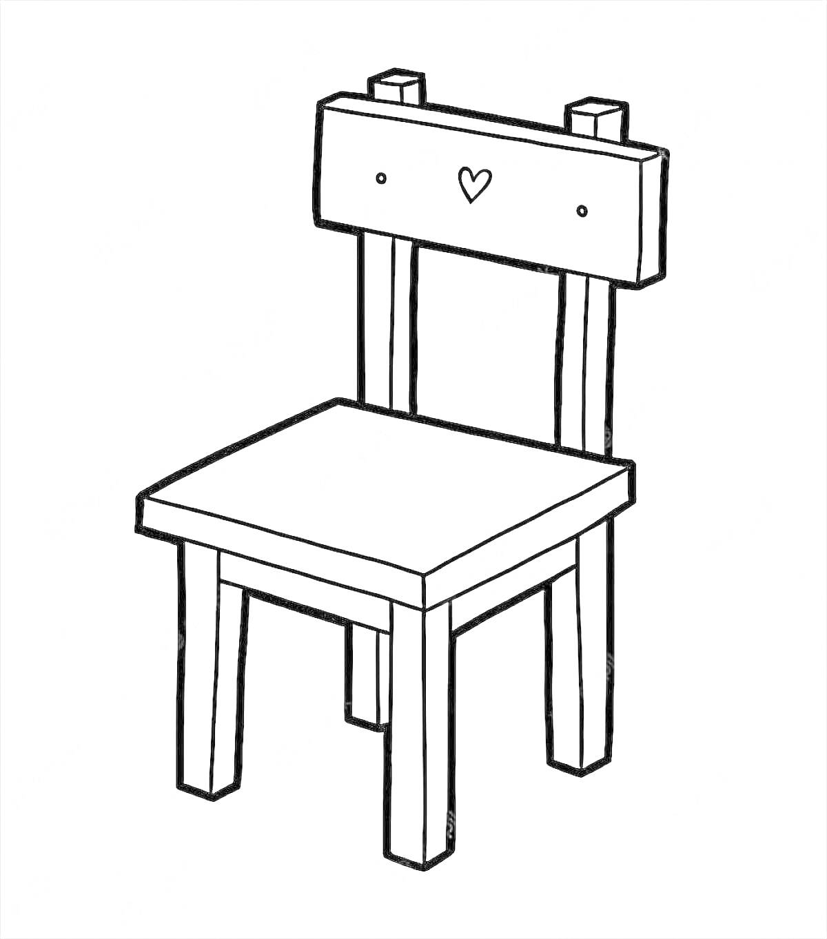 Раскраска Детский стул с сердечком на спинке