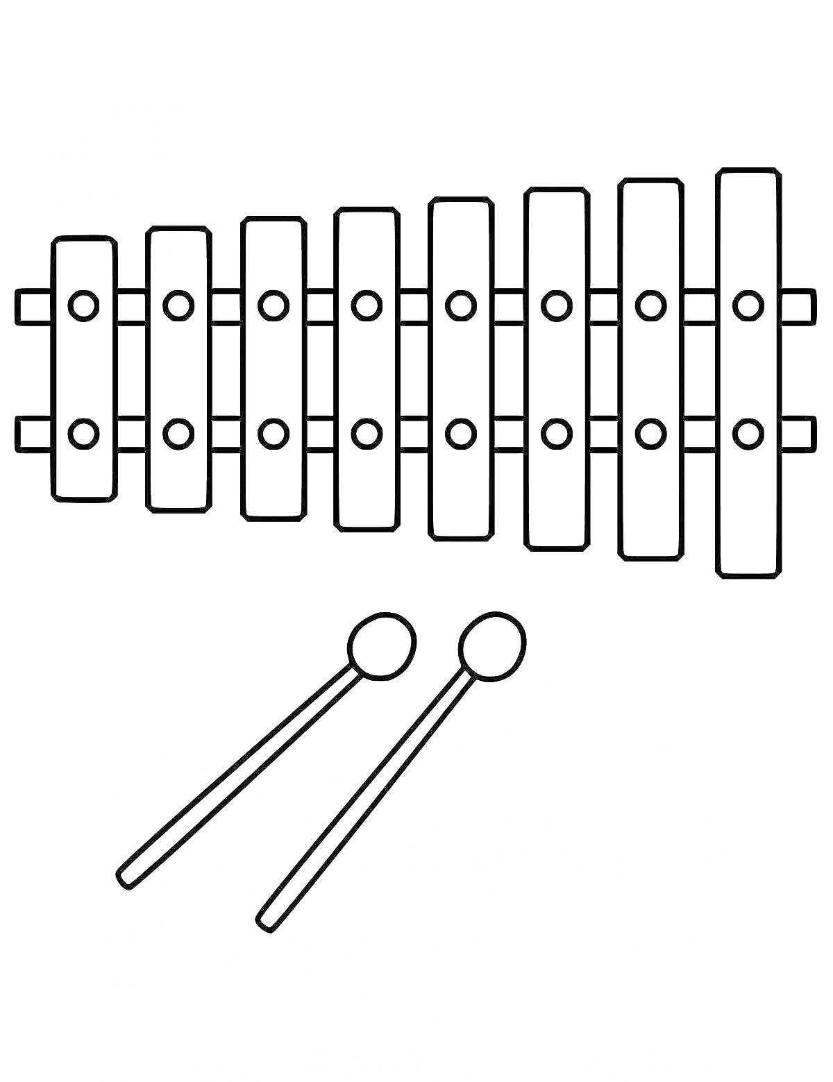 Раскраска Ксилофон с палочками