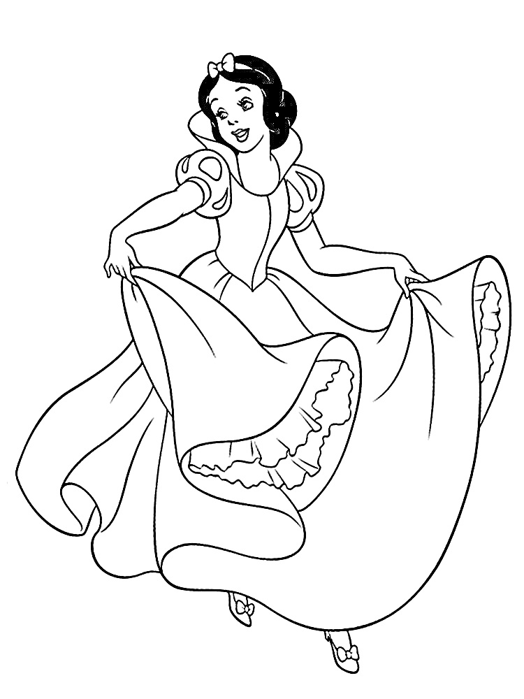 Раскраска Белоснежка в длинном платье