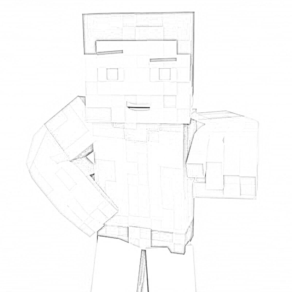 Раскраска Minecraft-персонаж с вытянутой рукой