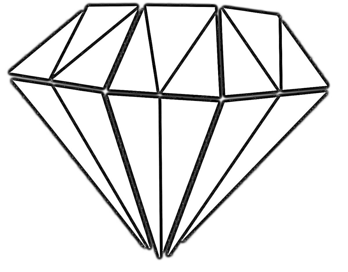 На раскраске изображено: Алмаз, Грани, Бриллиант, Геометрия