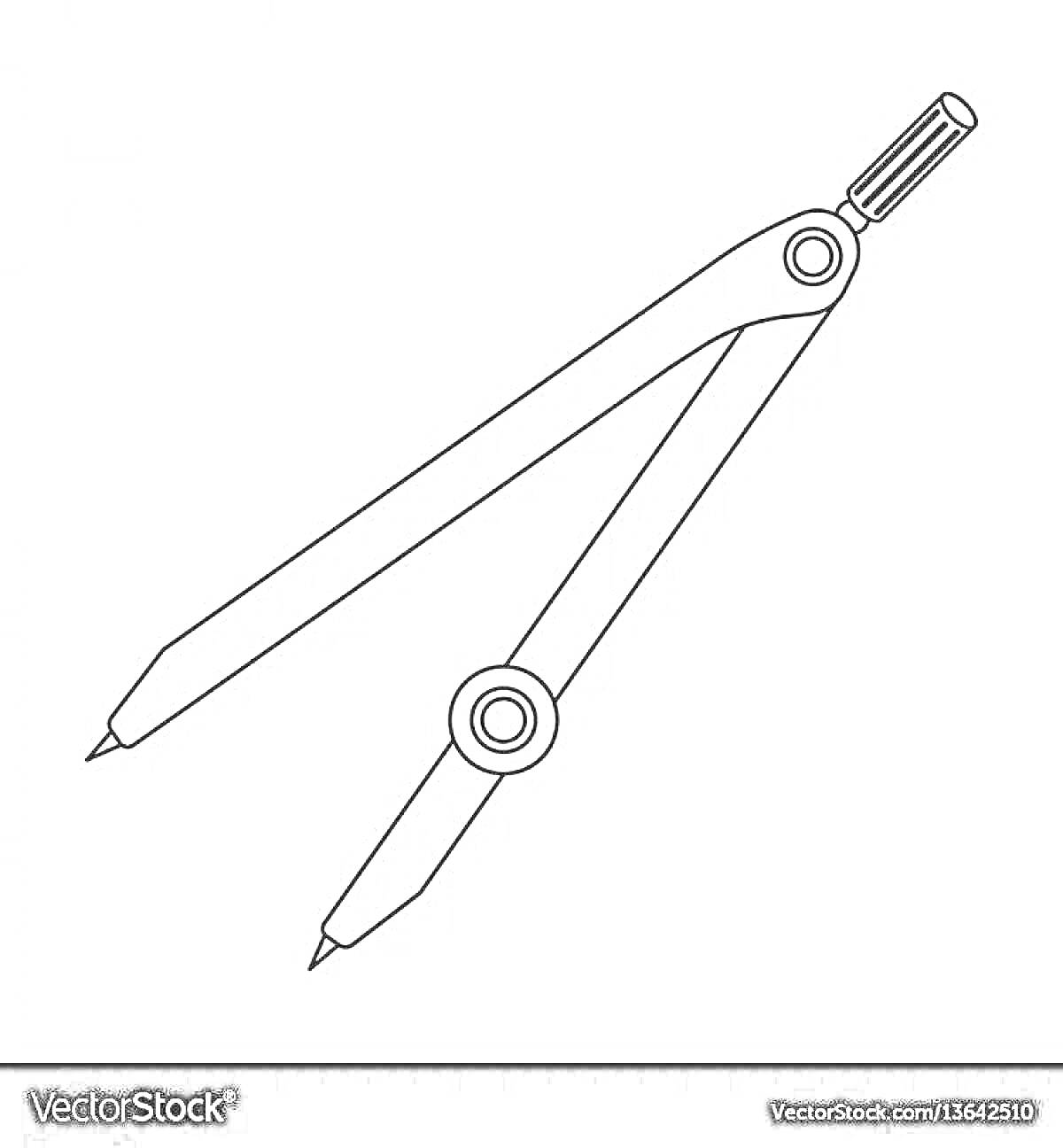 Раскраска Циркуль с двумя ножками и регулируемым винтом