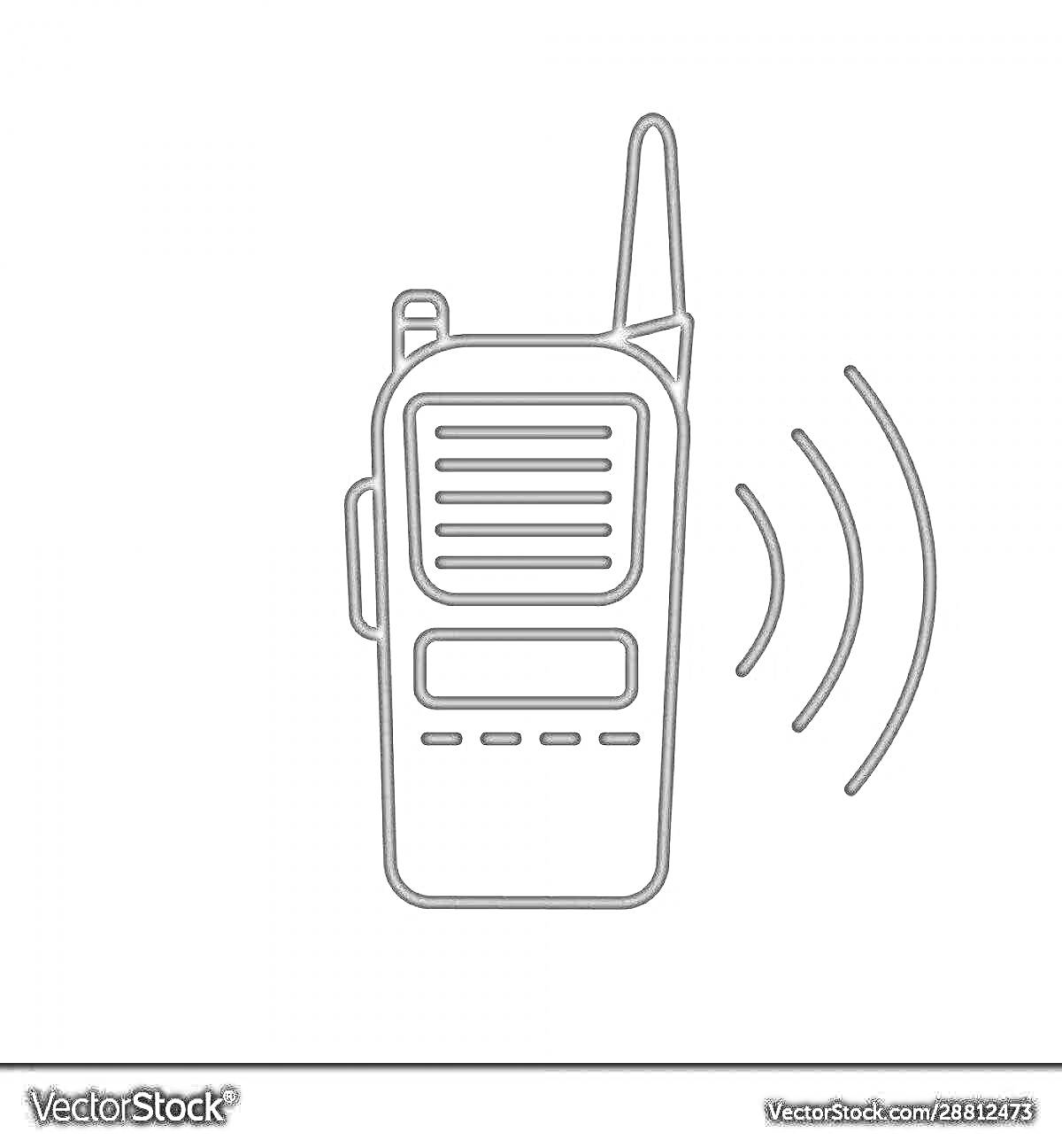 Раскраска Рация с антенной и звуковыми волнами