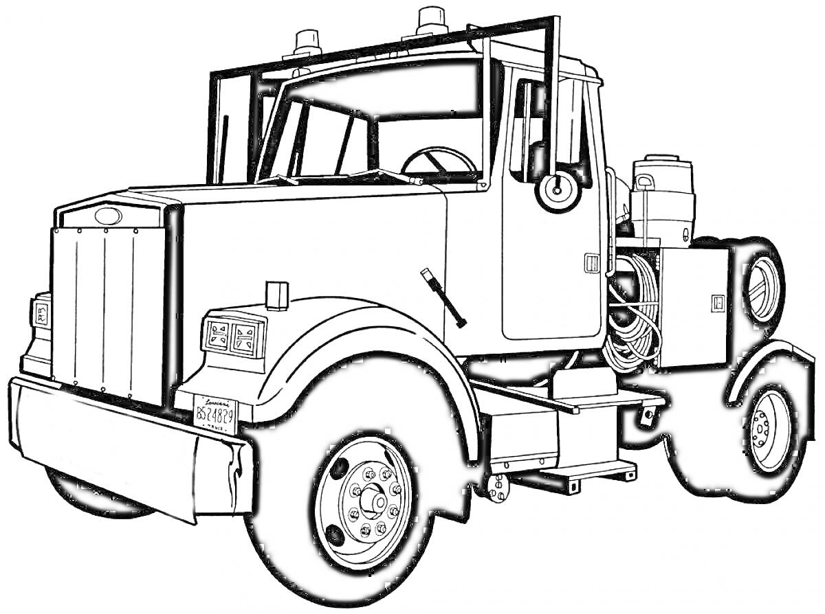 Раскраска Раскраска грузовика ЗИЛ с кабиной, фарами и передним и задним бамперами
