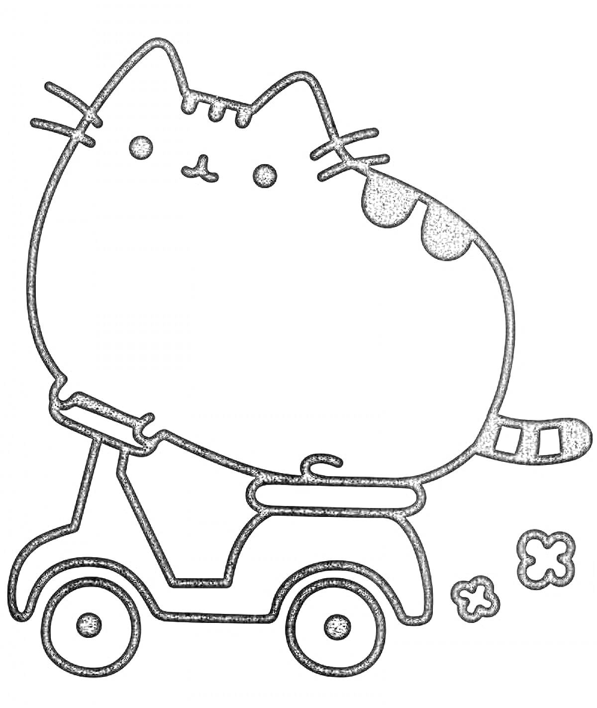 На раскраске изображено: Кот, Самокат, Транспорт, Кот Леопольд, Милые