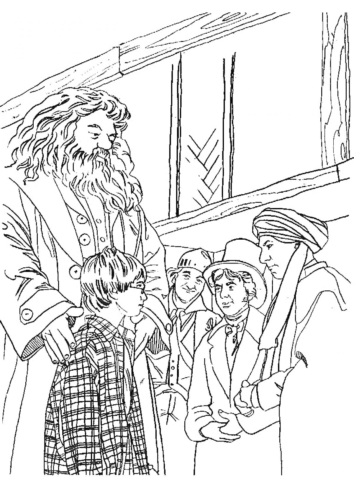 Гарри Поттер с Хагридом и преподавателями в Хогвартсе