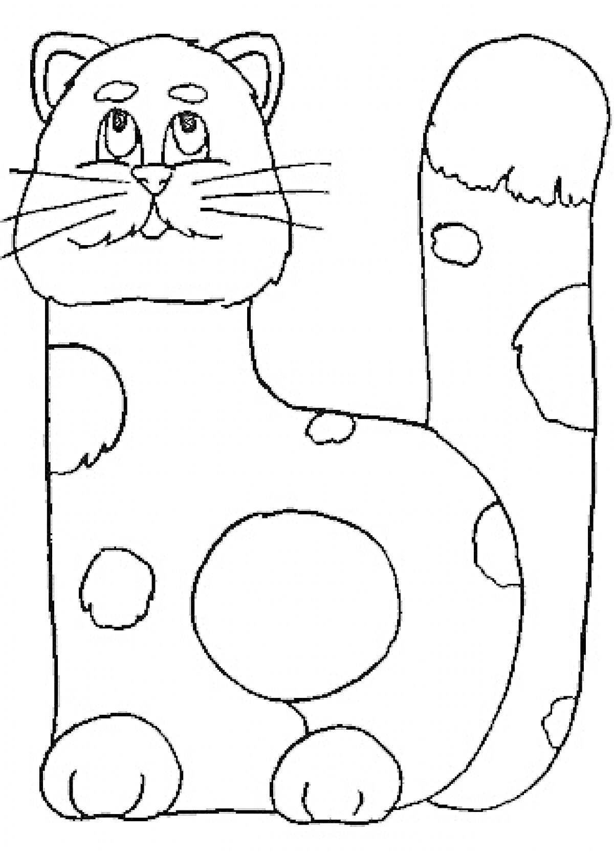 На раскраске изображено: Кот, Животные, Алфавит, Для детей, Исторические здания