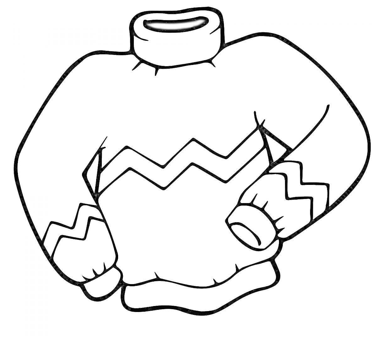 Раскраска Кофта с зигзагообразным узором на теле и рукавах