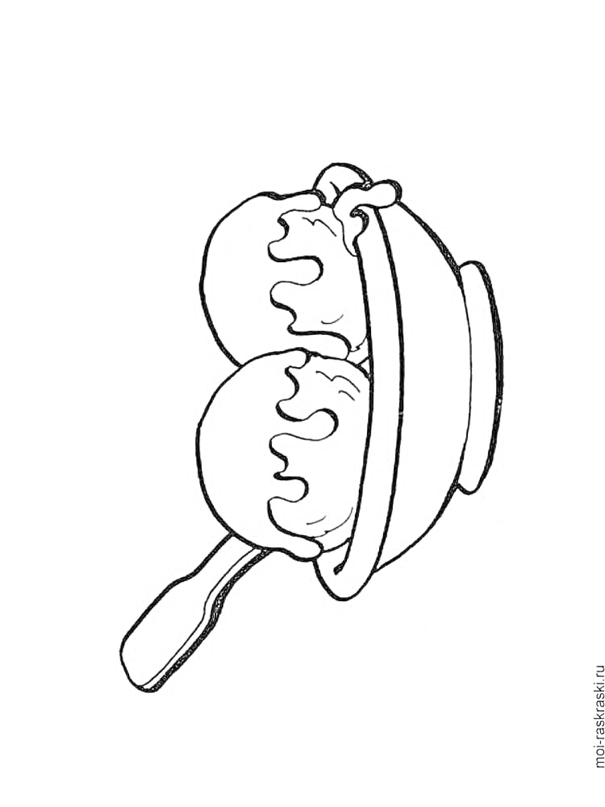 Раскраска Ложка с двумя шарами мороженого