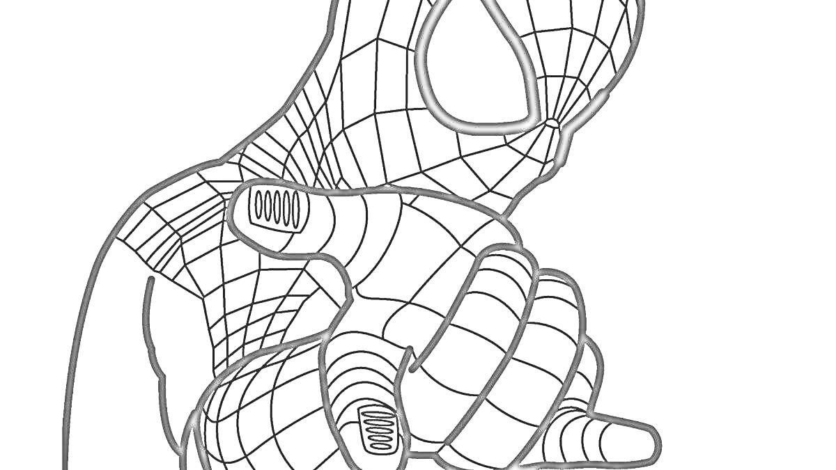 На раскраске изображено: Человек-паук, Комиксы, Паутина, Суперсила, Паутинка