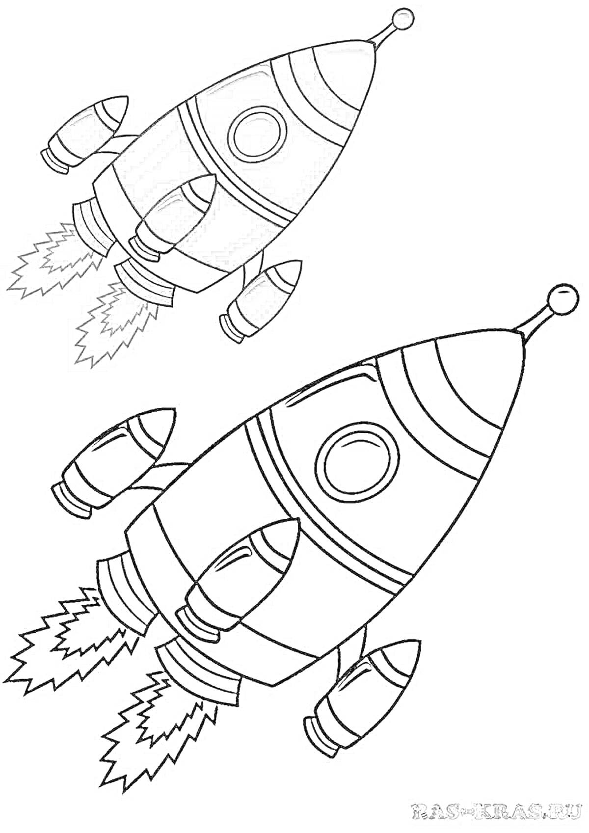 На раскраске изображено: Ракета, Космос, Огонь, Для детей 5-6 лет