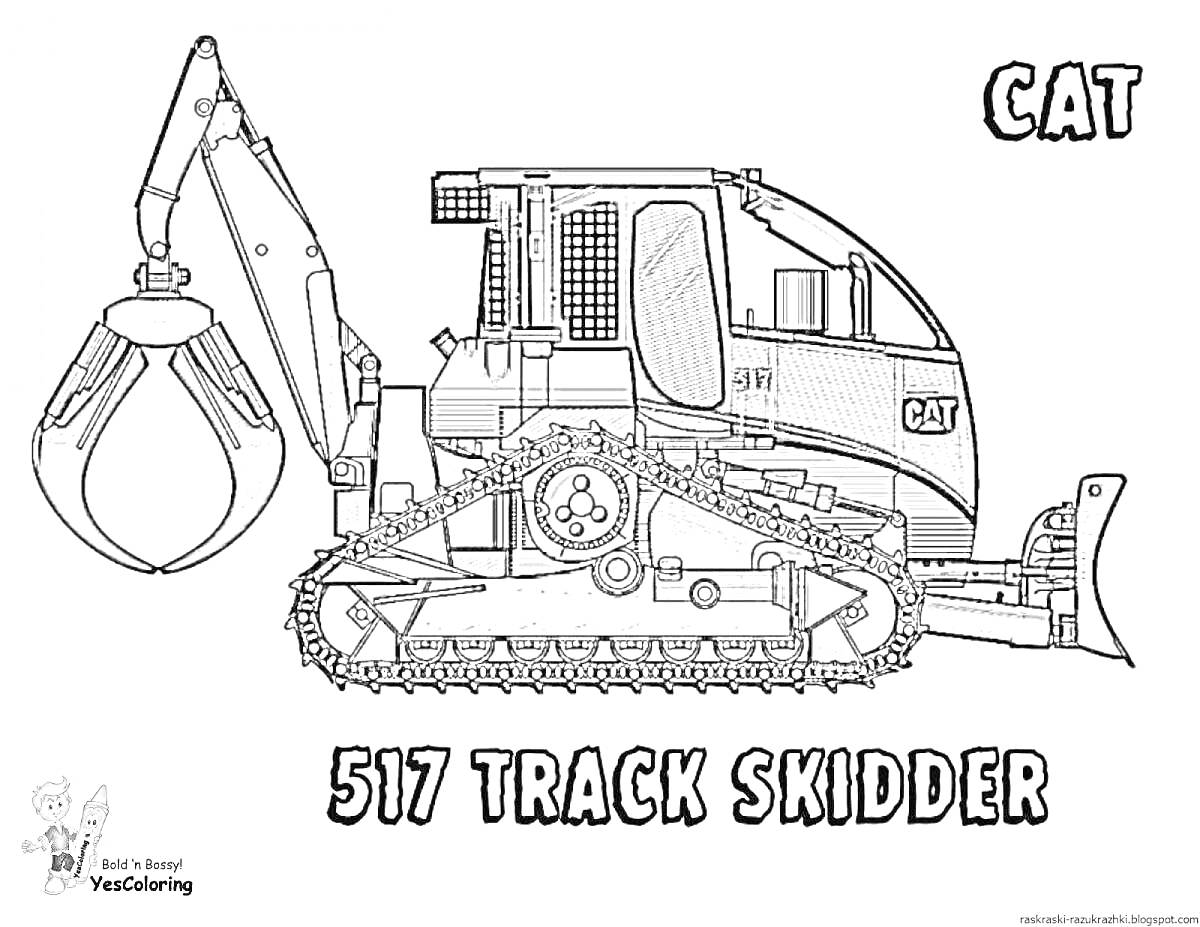 CAT 517 Track Skidder с грейферным захватом и гусеницами