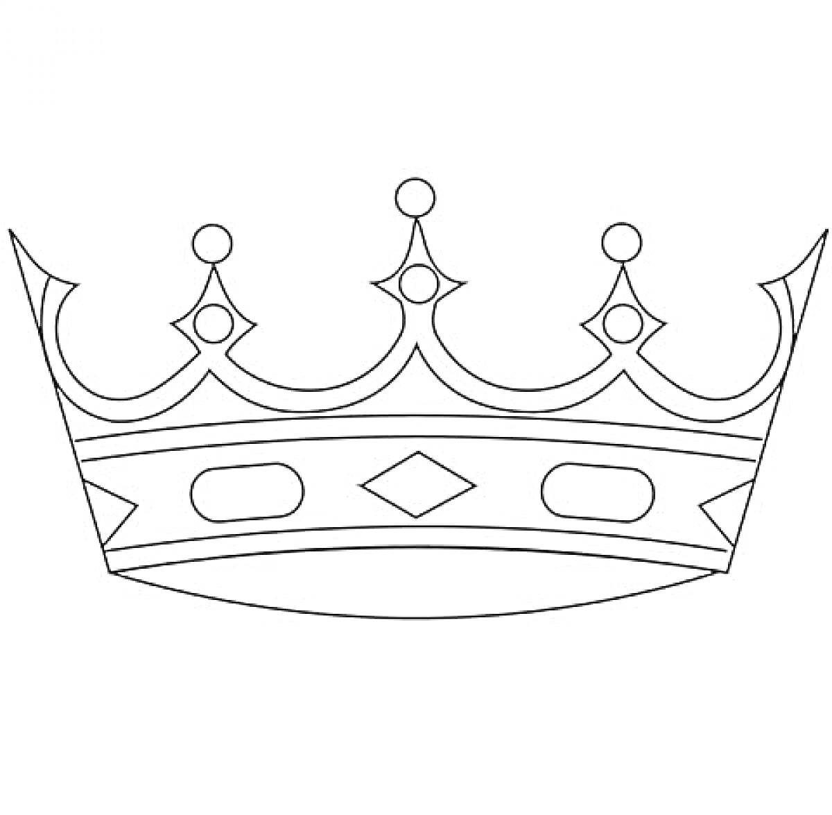 На раскраске изображено: Корона, Зубцы, Украшения