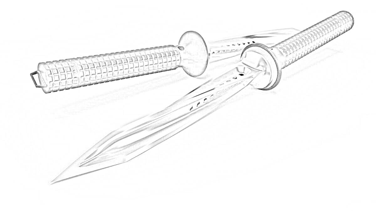 На раскраске изображено: Нож, Оружие, Рукоятка, Металл, Клинок, Военное снаряжение