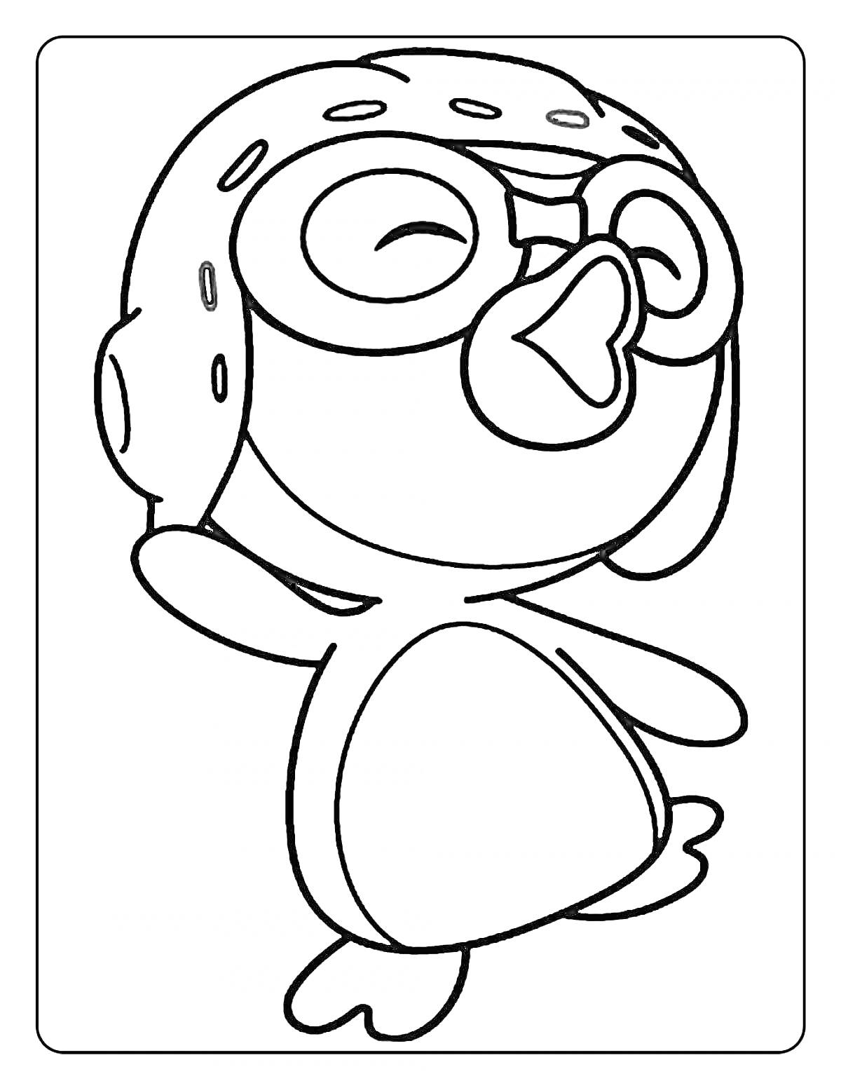 Раскраска Пингвиненок Пороро в шлеме и очках летчика