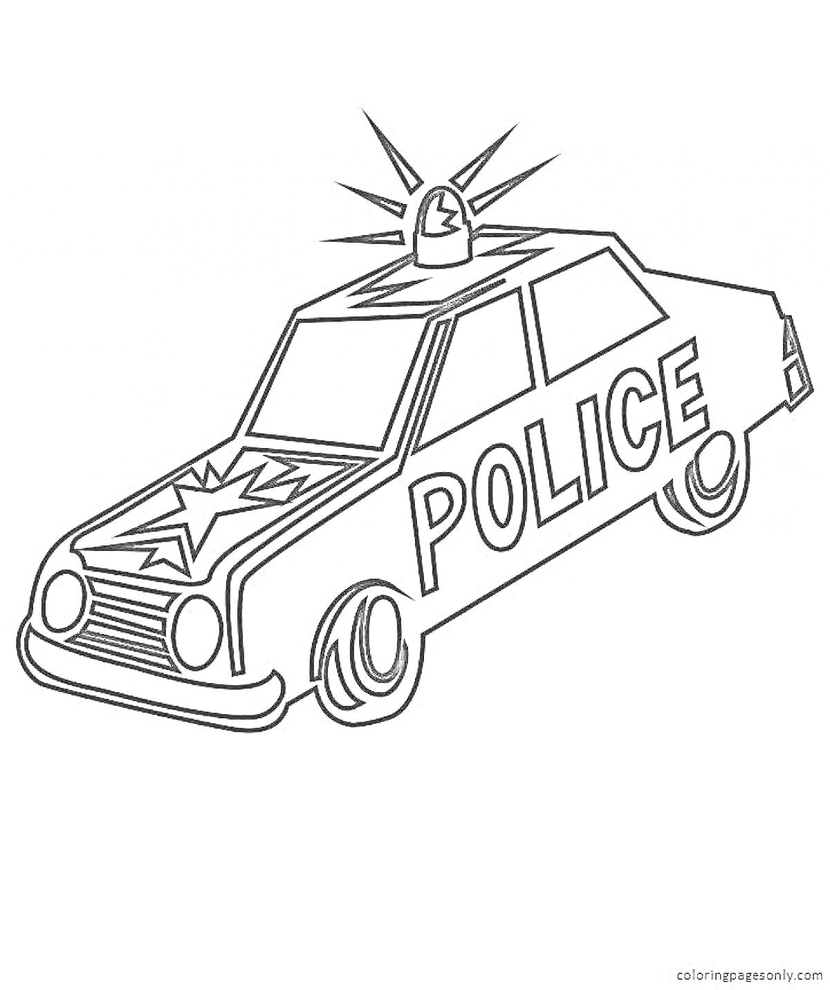На раскраске изображено: Патрульная машина, Полиция, Правоохранительные органы