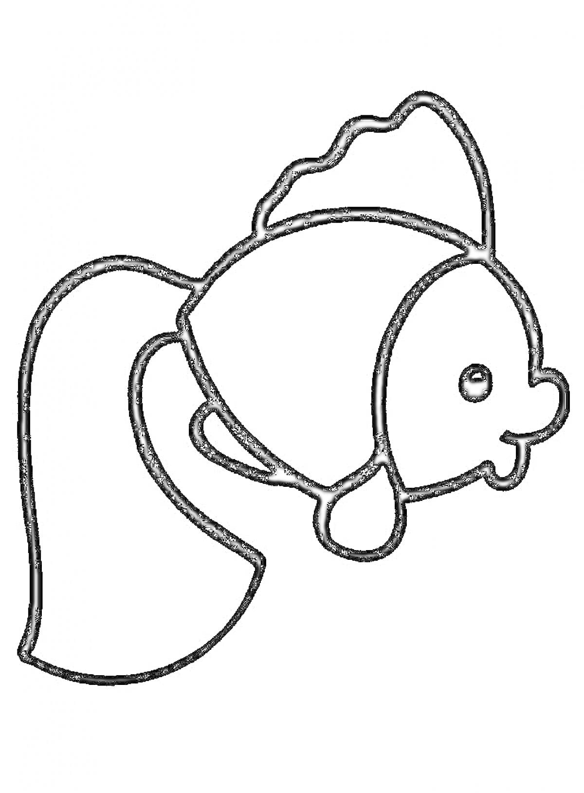 Раскраска Рыбка с хвостом и плавником