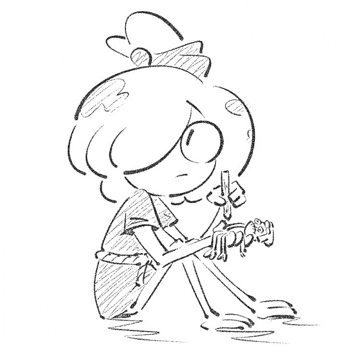 Раскраска Человек с лягушкой и карандашом