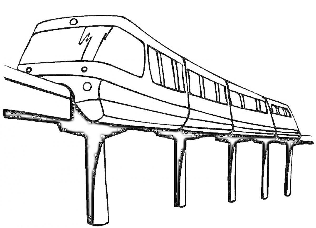 На раскраске изображено: Электричка, Поезд, Транспорт, Железная дорога, Рельсы, Городской транспорт