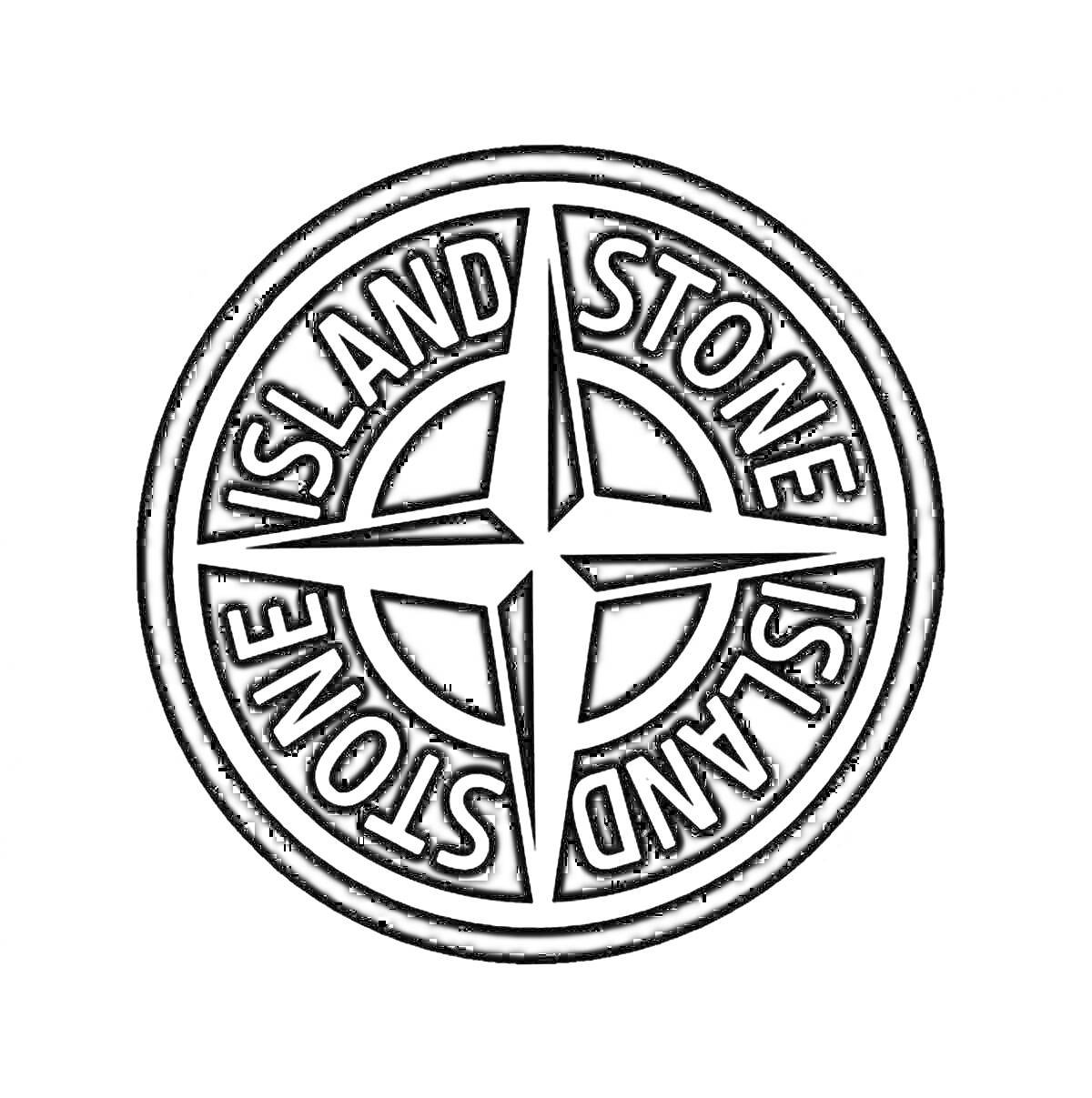 Логотип бренда Stone Island с компасной розой и надписями 